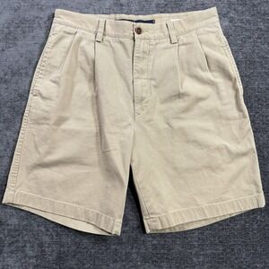 Nautica Shorts Men's 31W Khaki Rigger Classic Fit Pleated Cotton Chino Casual